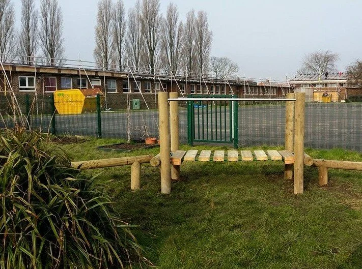 Children developing gross motor skills in outdoor play